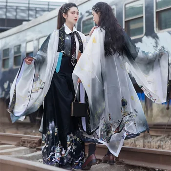 Hiina Stiilis 2021 Mood Traditsiooniline Hanfu Naiste Riided Originaal Ülikond Top Seelik Set Trükitud Uus Trend Lahe Tantsu Kostüüm