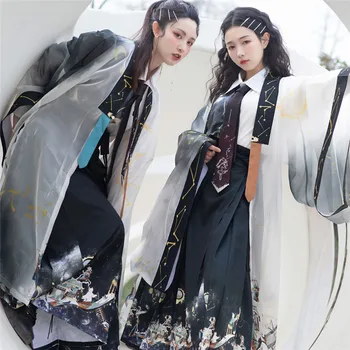 Hiina Stiilis 2021 Mood Traditsiooniline Hanfu Naiste Riided Originaal Ülikond Top Seelik Set Trükitud Uus Trend Lahe Tantsu Kostüüm