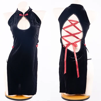 Hiina Stiilis Backless Sidemega Päitsed Nightgowns Pesu Qipao Vintage Võrgutav Cheongsam Naine Seksikas Kleit Ühtne 102850