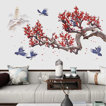 Hiina Stiilis Plum Blossom Seina Kleebised Home Office Art Decor Magamistuba elutoa Seina Kaunistamiseks DIY Suur Pannoo Tapeet 153740