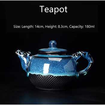 Hiina Tee Komplekt Sinine Kollane Glasuur Keraamiline Jingdezhen temmoku glasuur Peen Set Kung Fu Tee Tassi kaasaskantav Teekann Gaiwan Tee Tassid