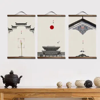 Hiina Traditsioonilise Hoone Lill, Lõuend Kodu Kaunistamiseks elutuba Seina Art Pilt, Plakat, Puit Leidke Maalid Decor