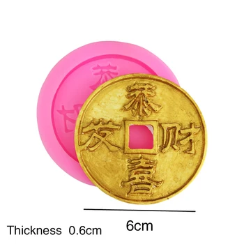 Hiina stiilis Gongxi Facai kuldmünt vask mündi modelleerimine silikoon hallituse šokolaadi fondant, koogi küpsetamine, kaunistamine 50009