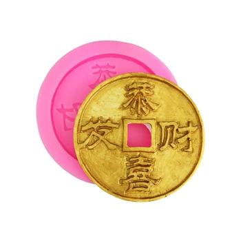 Hiina stiilis Gongxi Facai kuldmünt vask mündi modelleerimine silikoon hallituse šokolaadi fondant, koogi küpsetamine, kaunistamine