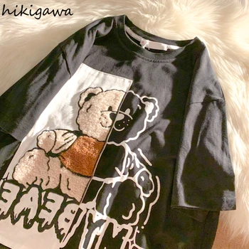 Hikigawa Naiste Riided Fashion Tees Õpilane Kandma Cartoon Prindi Tshirt Naiste Jaapan Kawaii Tops Armas Tüdruk T-särk T-Särk 2273