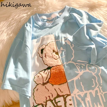 Hikigawa Naiste Riided Fashion Tees Õpilane Kandma Cartoon Prindi Tshirt Naiste Jaapan Kawaii Tops Armas Tüdruk T-särk T-Särk