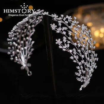 Himstory Käsitsi Valmistatud Tsirkoon Pruut Peapael Pulm Ehteid Kõrge Kvaliteediga Crystal Tiara Crown Hairband Tarvikud Headpiece