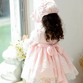 Hispaania Baby Kleit Müts Girl Lolita Princess Vestidos Laste Sünnipäeva-Eid Pool Palli Kleit Lapsed Pits Hispaania Boutique GZB006