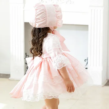 Hispaania Baby Kleit Müts Girl Lolita Princess Vestidos Laste Sünnipäeva-Eid Pool Palli Kleit Lapsed Pits Hispaania Boutique GZB006