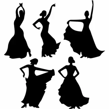 Hispaania Tants Seina Decal Set Flamenco Tantsija Girls Silhouette Kunst Seinamaaling Uks, Aken, Vinüül Kleebised Elutuba Home Decor Q088