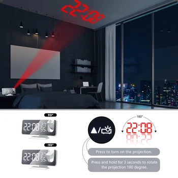 Home Decor Projektsioon Äratuskell LED Digitaalne Alarm Termomeeter Ekraan Mirror Lamp Despertador Kiire Shipping