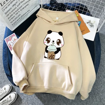 Hoody Väike Panda Joogipiima Tee Print Topp Streetwear Armas Talve Riided Naiste Liiga Lahti Pusad Naistele, 2021 173322