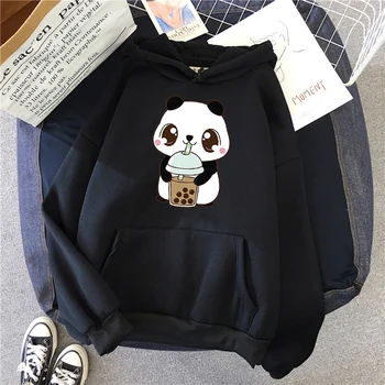 Hoody Väike Panda Joogipiima Tee Print Topp Streetwear Armas Talve Riided Naiste Liiga Lahti Pusad Naistele, 2021