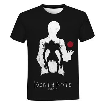 Hot Anime Death Note 3D Print T-särk Harajuku Streetwear Cartoon T-Särk Meestele, Naistele Suvel Moe Vabaaja Lühikesed Varrukad Tops