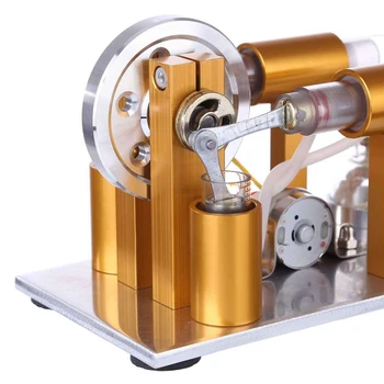 Hot Double Cylinder Stirling Engine Model External Combustion Bulb