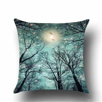 Hot Müük Looduslike Metsa-Maastiku Polüester Padi Moon Sun Star Kaart Trükitud Diivan CarChair HomeDecoration PillowCover
