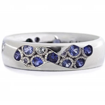 Hot Müük Mood Inkrusteeritud Sinine Ring Crystal Naiste Lubadus Pool Pulmad Sõrmused Ehted Aksessuaarid Kogu Müük
