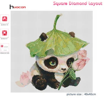 Huacan Diamond Maali Cartoon Panda Ristpistes Tikand Mosaiik Lehed Käsitsi Valmistatud Kingitus Home Decor