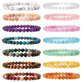 Hulgi-6MM Looduslikust Kivist Erinevad Värvid Pärlitest Käevõru Naistele Meeste Quartzs Väravad Granaat Sunstone Käsitöö Käevõru Ehted