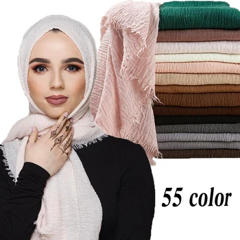 Hulgi-hind 90*180cm naiste moslemi crinkle hijab sall femme musulman pehme puuvillane headscarf islami hijab suurrätikud ja wrapid 164447
