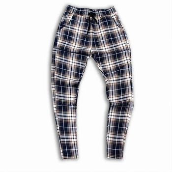 Hulgi-top kangas allahindlus meeste püksid slim fit vabaaja vaadata ruuduline püksid 148691