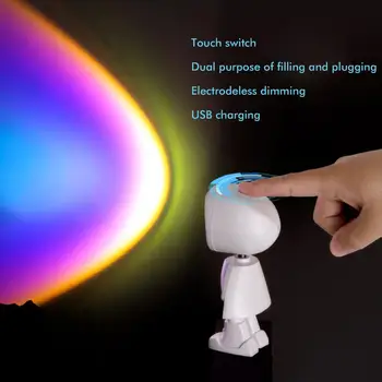Humanoid Robot päikeseloojangut projektor Led lamp Rainbow Atmosfääri Öö Valguses Rotatsiooni Päikeseloojangut Lamp elutuba Magamistoa Põrand