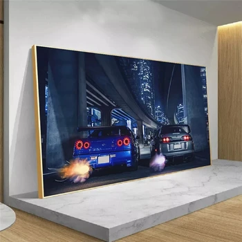 Hyundai GTR R34 Supra VS HD Print Lõuend Maalid ja Plakatid Kaunistada Frameless Maalid elutuba 67808