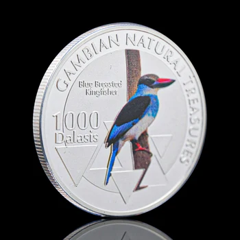 Hõbetatud Gambia Loomulik Treasumres Aafrika Sinine Karavan Jäälind Medal Suveniirid Mündi Looma Laekuva Mündid Replica