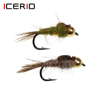 ICERIO 6TK Messing Bead Head Jänes on-Ear Nümf Forell Fly Kalapüügi Peibutis Sööt