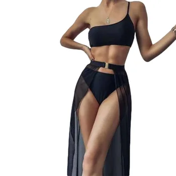 INGAGA Kõrge Vöökoht Bikinis Ujumistrikood Naiste Push Up Supelrõivad Tahke trikoo Biquini Brasiilia Bikiinid 2021 Uus Beachwear
