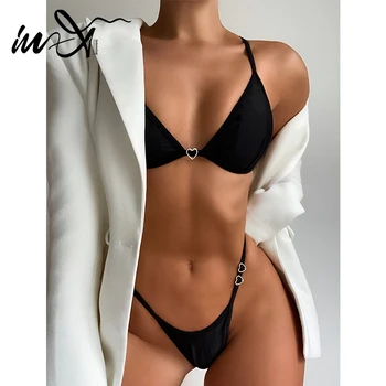 In-X Must bikiinid 2021 Sexy thong ujumistrikoo naiste ujumine ülikond Brasiilia naiste ujumisriided Micro trikoo, 2 tk komplekt suve 180345
