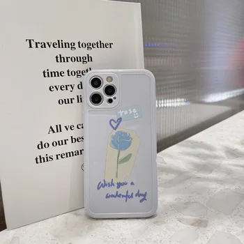 Ins Blue Rose lille jane armastus pehmest silikoonist telefon case for iphone x-xr, xs max 8 7 pluss 12 11 pro max mini selge katta conque