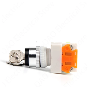 Interruptor giratorio LAY37 de 22mm, perilla de posición 2/ 3, cerradura llave de rotativa 1NO/1NC , interruptor de bloqueo DPST