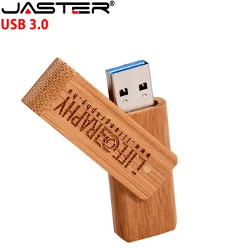 JASTER USB 3.0 lasergraveerimine logo kohandatud puidust pööratav usb flash drive pendrive 4GB 8GB 16GB, 32GB mälupulk kingitus