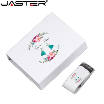 JASTER USB flash drive valge nahk + kast pen sõita üle 10TK tasuta LOGO pendrive Memory stick 128GB 32GB 64GB väline ladustamine