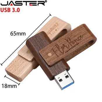 JASTER naturaalsest Puidust 360° Pöörlev USB 3.0 64GB Vaher Pen Drive Flash Drive 4GB 8GB 16GB, 32GB kiire Flash Drive U Disk Kingitus