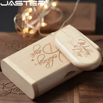 JASTER (üle 1 TK tasuta LOGO) klient Puidust USB Flash Drive Memory Stick + Pakkimis-Box pendrive 8GB 16GB, 32GB pulm 324