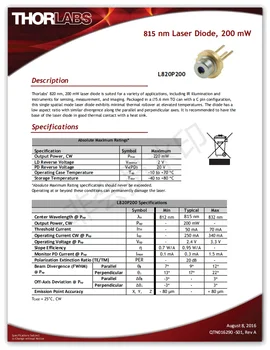 JDSU Infrapuna IR-5.6 mm 830nm 200mW+ 220mW Laser Diood LD (Uus)