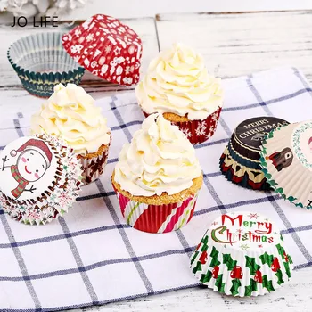JO ELU 125PCS/SET Muffin Cupcake Christmas Cartoon Paber Tassi Kook Cupcake Vormid Liner Küpsetamine Tööriist