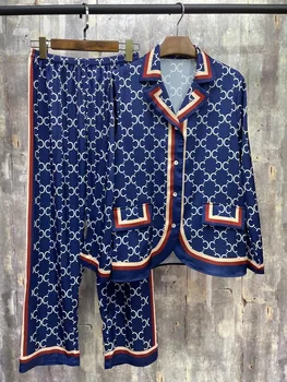 JRMISSLI Kevadel Naiste Pidžaama Komplekt Luksus Stiilis Kirja Prindi Sleepwear Silk Nagu Pyjama Kodu Riided Nightwear jaoks Mujer