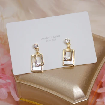 JUWANG Kõrvarõngas Naised Surevad Shell Elegantne 14k Tõeline Kuld Luxury Crystal Tsirkoon Temperament Geomeetriline Lihtne Kõrvarõngas Uued Tooted