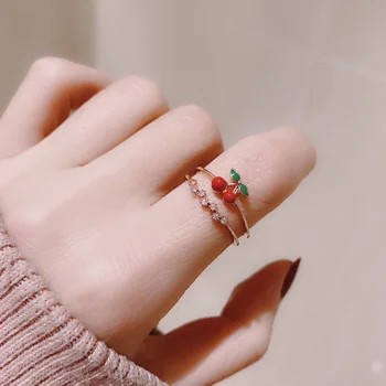 Jaapan ja Lõuna-Korea Net Punane Tüdruk Südame Armas Väike Maasika-Kirsi Avatud Ring Värske Ringi Õpilane Sõbranna Õde Ringi