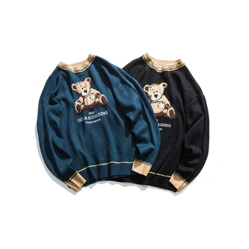 Jaapani Harajuku Silmkoelised Karu Tikand Kampsun Meestele ja Naistele Streetwear Hip-Hop Koo Graafiline Pullover Kampsun Pluss Suurus