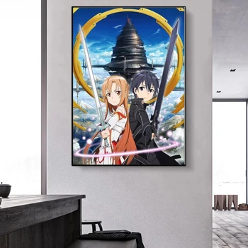 Jaapani Põhjamaade Anime Kodu Kaunistamiseks Lõuendile Maali Seina Mõõk Art Online Graafikat Kunsti Modulaarne Plakat Elutuba
