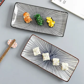 Jaapani Ristkülik Ristkülik Hommikusöök Sushi Suupiste Leiva Magustoit Kook Plaat Õhtusöök Portselanist Lauanõud Dekoratiivsed Toidu Salve