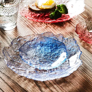 Jaapani Stiilis Klaasist Plaadid Ice Blue Põhjamaade Õhtusöök, Suupisted Puu-Salve Hely Tassi Tee Tassi Matt Pad Teekann Trivets