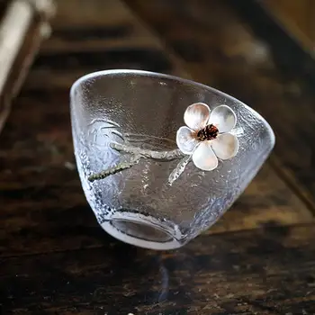 Jaapani Tee Tassi Tina Plum Blossom Läbipaistev Office ' i Heat-resistant Isiklik Kongfu Master Teacups Joomine Klaasi Kohvi Kruus