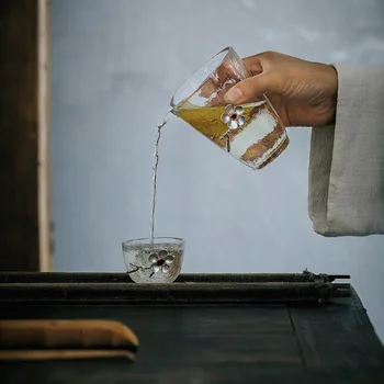 Jaapani Tee Tassi Tina Plum Blossom Läbipaistev Office ' i Heat-resistant Isiklik Kongfu Master Teacups Joomine Klaasi Kohvi Kruus