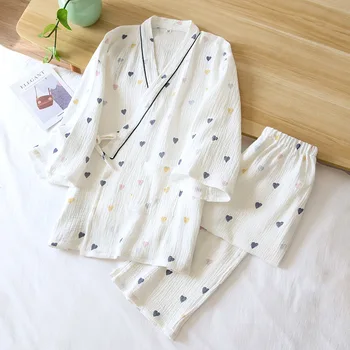 Jaapani kimono kevadel ja suvel daamid puuvillane pidžaama kaks-töö õhuke kolmveerand varrukatega püksid yukata home service set