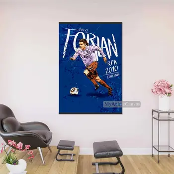 Jalgpalli täht Forlan puitraam, Lõuend Teenetemärgi prindib lapsed elutuba Magnet Raamitud Home decor maali